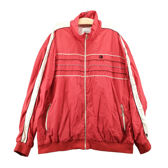Lot29 Premium Wear Men's Full Zip Windbreaker Jacket Red XXXL Chest Striped - Picture 1 of 16